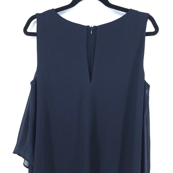 Soft Surrounding Coastal Resort Ocean Drive Navy Chiffon Tiered Feminine Dress M - Picture 9 of 10